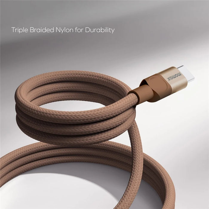 MOMAX Mag.Link 1m 100W Magnetic Braided Fast Charging Cable USB C to USB C Wire for Laptop / Phone / Tablet - Gold - 7