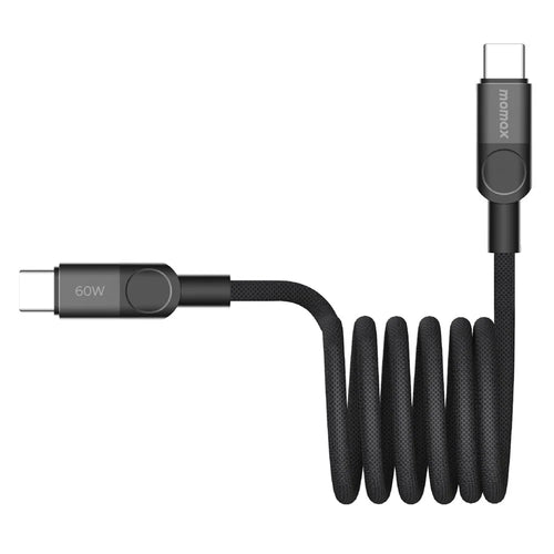 MOMAX Mag.Link 2m 60W Magnetic Braided Fast Charging Cable USB C to USB C Data Cord - Black - 1