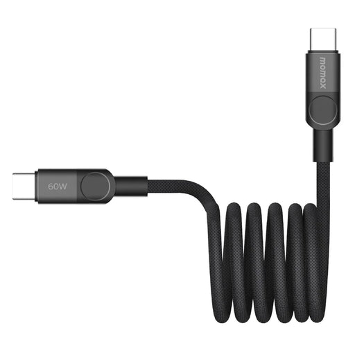 MOMAX Mag.Link 2m 60W Magnetic Braided Fast Charging Cable USB C to USB C Data Cord - Black - 1