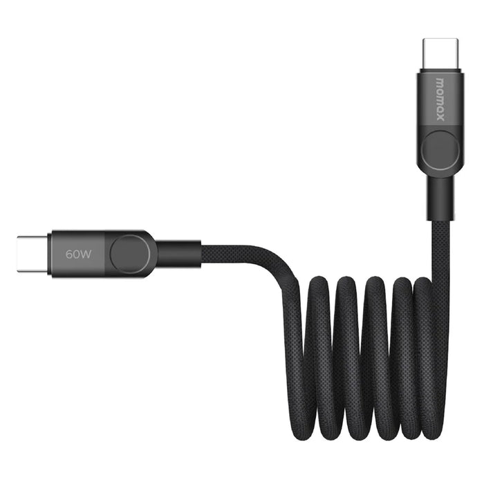 MOMAX Mag.Link 2m 60W Magnetic Braided Fast Charging Cable USB C to USB C Data Cord - Black - 1