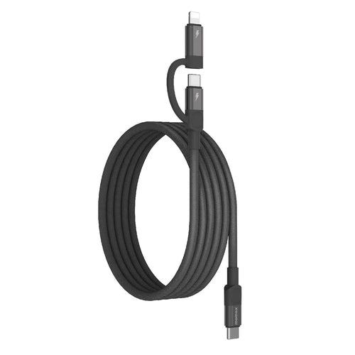 MOMAX Mag.Link 1m Mfi Certified Magnetic Braided Cord 60W USB-C to USB-C / Lightning Fast Charging Cable - Black - 1