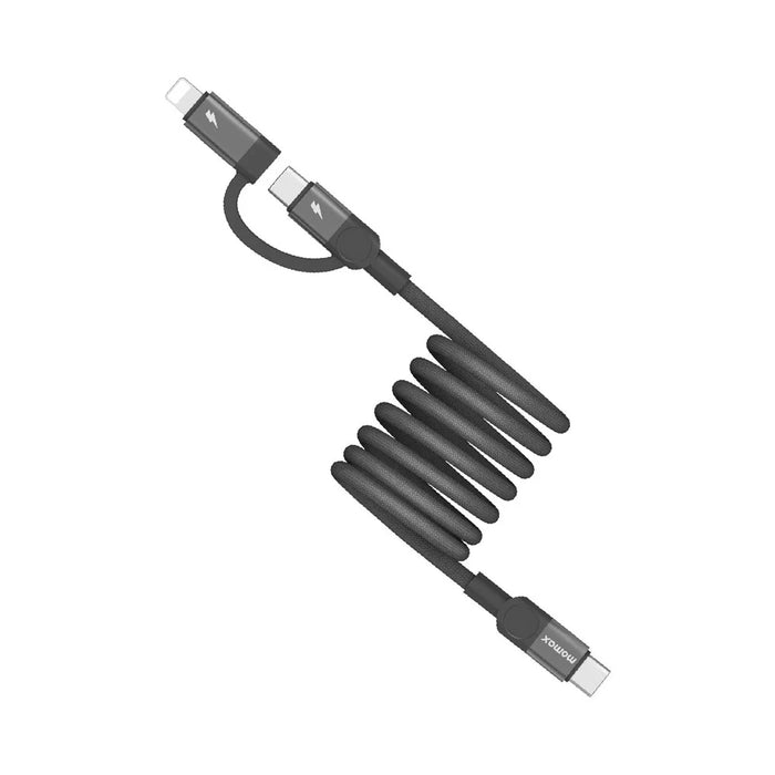 MOMAX Mag.Link 1m Mfi Certified Magnetic Braided Cord 60W USB-C to USB-C / Lightning Fast Charging Cable - Black - 2