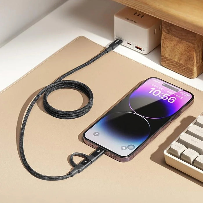 MOMAX Mag.Link 1m Mfi Certified Magnetic Braided Cord 60W USB-C to USB-C / Lightning Fast Charging Cable - Black - 6