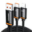 ESSAGER 1m USB-A to iP + Type-C Fast Charging Cable 100W PD Sync Data Transfer Cable - Black - 1
