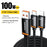 ESSAGER 1m USB-A to iP + Type-C Fast Charging Cable 100W PD Sync Data Transfer Cable - Black - 2