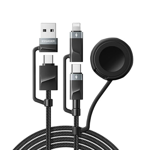 ESSAGER 5 in 1 Charging Cable 2M Fast Charging PD 60W Data Sync 480Mbps Cable for Phone  /  Tablet  /  Watch - 1