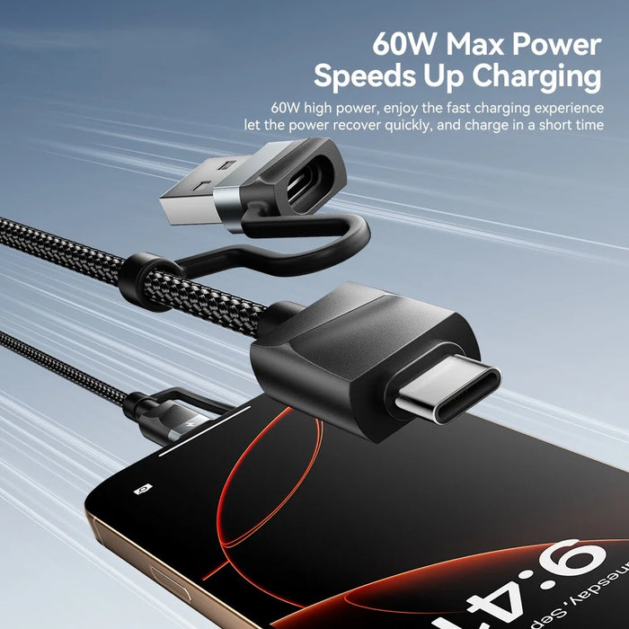 ESSAGER 5 in 1 Charging Cable 2M Fast Charging PD 60W Data Sync 480Mbps Cable for Phone  /  Tablet  /  Watch - 5