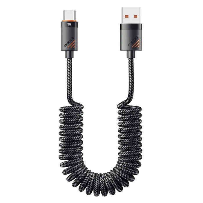ESSAGER Spring Data Cable USB-A to Type-C 100W 7A Fast Charging Cable 1.2m - 1