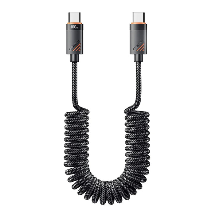 ESSAGER Spring Data Cable Type-C to Type-C 100W Fast Charging Cable 1.2m - 1