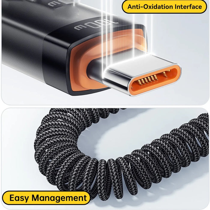 ESSAGER Spring Data Cable Type-C to Type-C 60W Fast Charging Cable 1.8m - 3