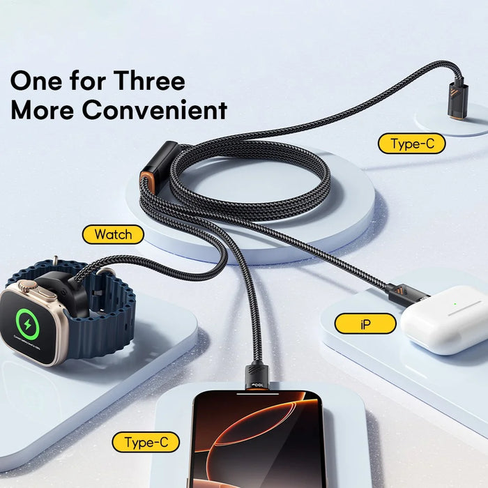 ESSAGER 3 in 1 Charging Cable for Watch  /  Phone  /  Type-C Devices PD 100W Fast Charging Data Cable - 5