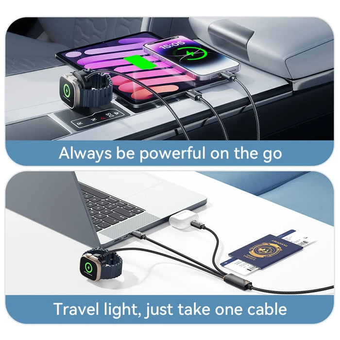 ESSAGER 3 in 1 Charging Cable for Watch  /  Phone  /  Type-C Devices PD 100W Fast Charging Data Cable - 7