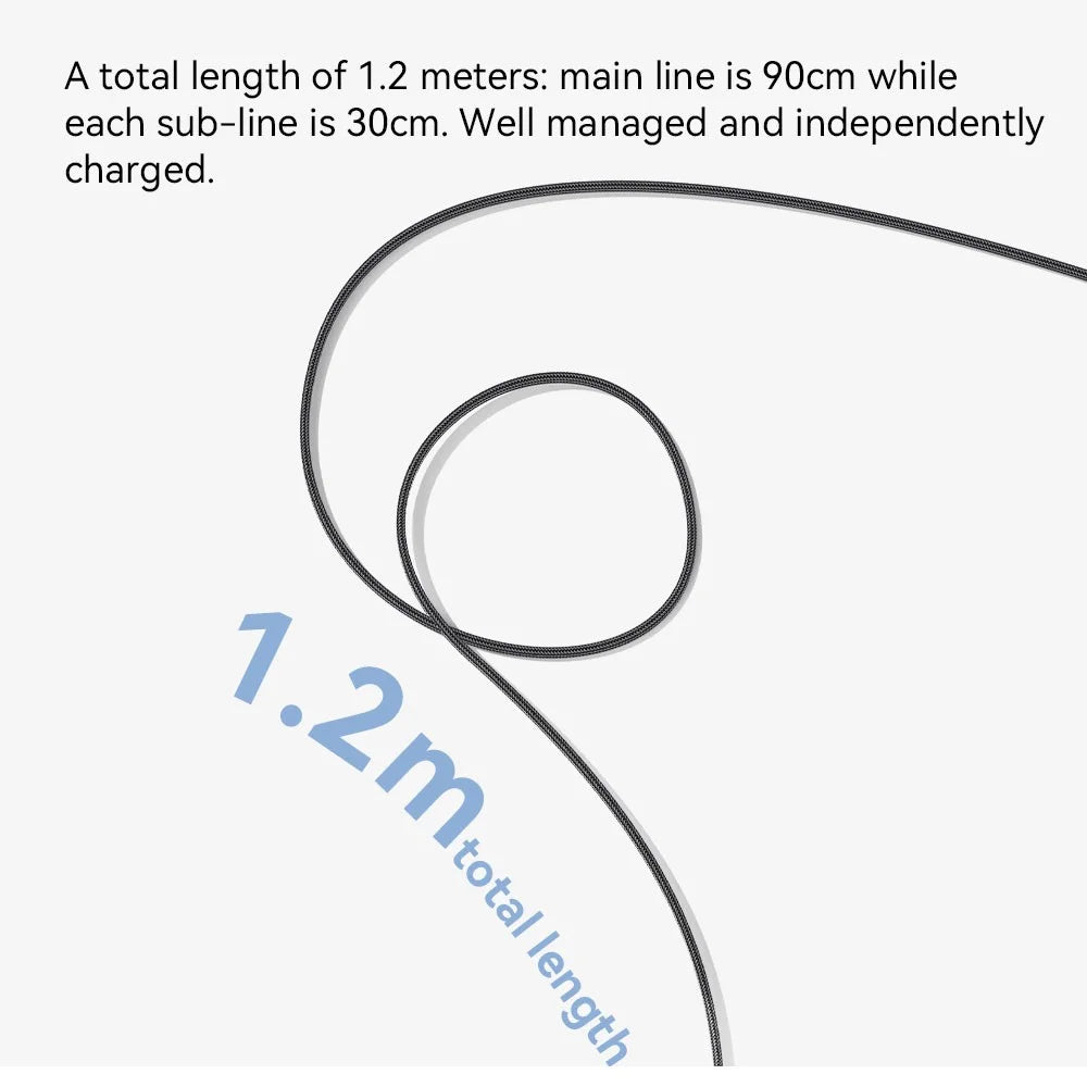 ESSAGER Type-C to iP + Type-C Data Cable E-Marker Chip PD 100W Fast Charging Cable 1.2m - 4