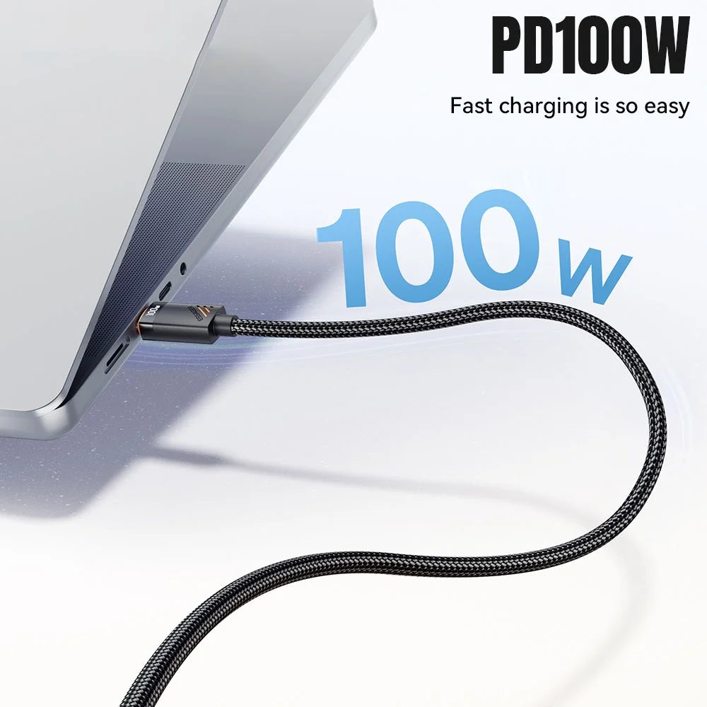 ESSAGER Type-C to iP + Type-C Data Cable E-Marker Chip PD 100W Fast Charging Cable 1.2m - 5