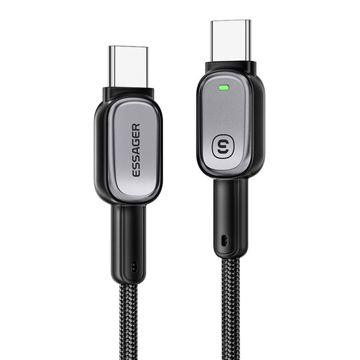 ESSAGER Type-C to Type-C 100W Smart LED Cable Fast Charging Durable Braided Data Cable 2m - 1
