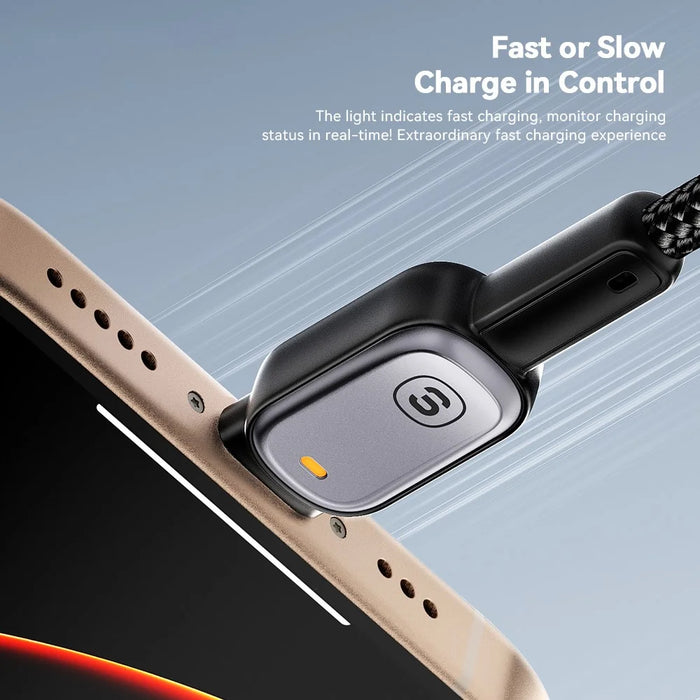 ESSAGER Type-C to Type-C 100W Smart LED Cable Fast Charging Durable Braided Data Cable 2m - 5