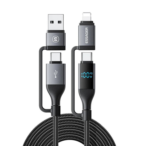 ESSAGER 4-in-1 Data Cable Digital Display PD 100W Fast Charging Cable 0.25m - 1