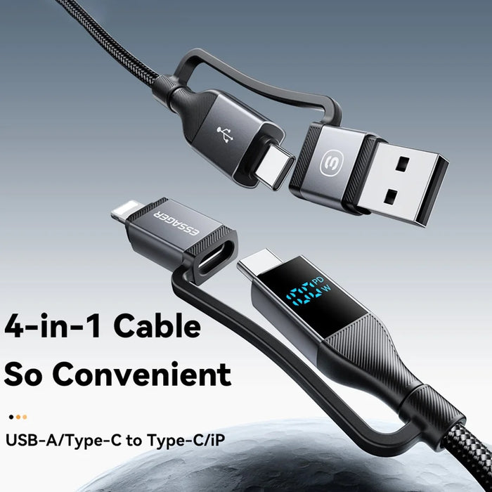 ESSAGER 4-in-1 Data Cable Digital Display PD 100W Fast Charging Cable 1m - 4