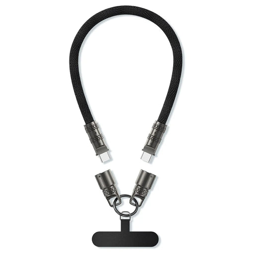 ESSAGER Crossbody Phone Lanyard PD 60W Charging Cable Type-C to Type-C Braided Data Cord 0.3m - Black - 1