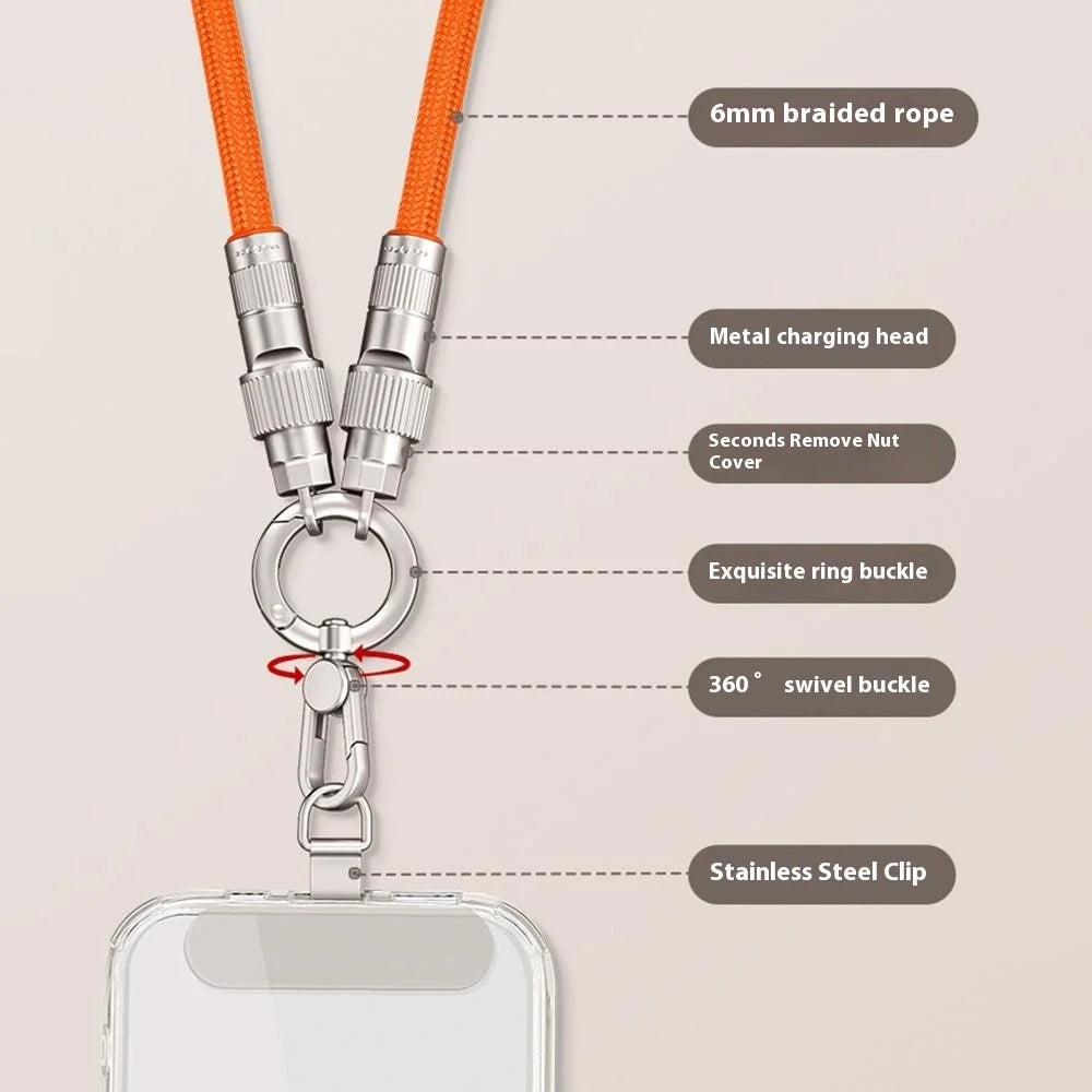 90cm Neck Strap 27W Charging Cable Phone Lanyard Cell Phone Tether with Type-C to L-Port Connector - Purple - 4