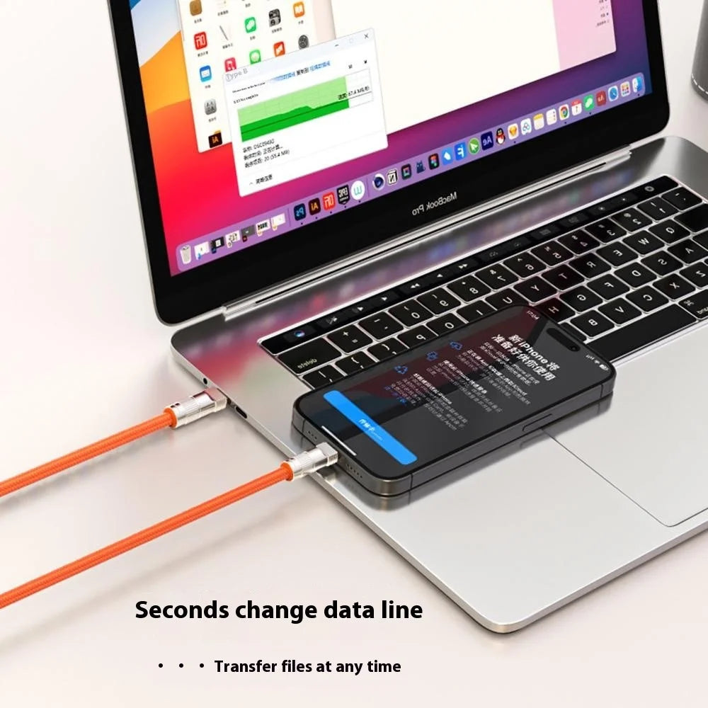 90cm Neck Strap 27W Charging Cable Phone Lanyard Cell Phone Tether with Type-C to L-Port Connector - Purple - 5