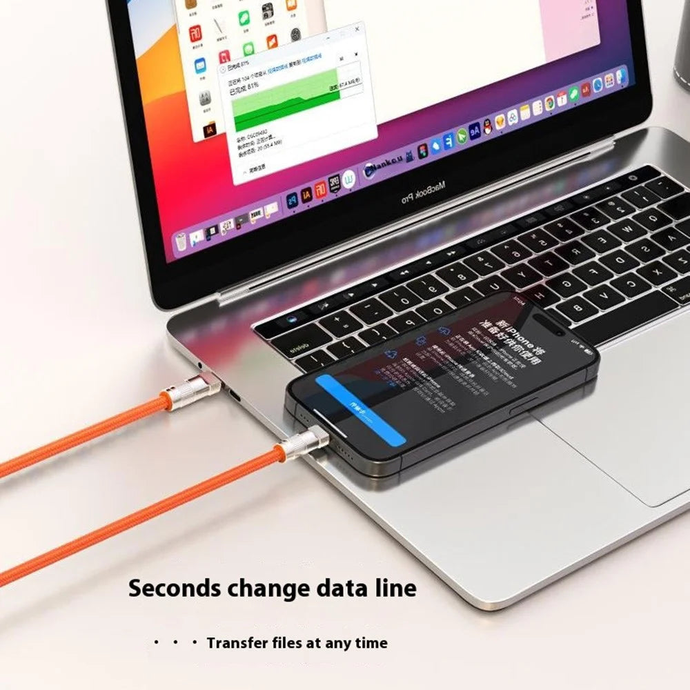 120cm Crossbody Phone Lanyard Charging Cable Type-C to L-Port Adapter Universal Cell Phone Strap - Sapphire - 2