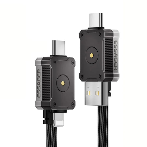 ESSAGER ES-X63 0.25m 4 in 1 Data Cable USB-A / Type-C to Type-C / 8Pin Multi-Function Charging Cord - 1