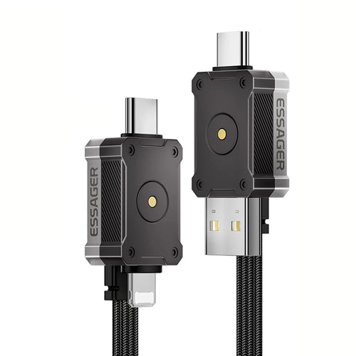 ESSAGER ES-X63 1m 4 in 1 Data Cable USB-A / Type-C to Type-C / 8Pin Multi-Function Charging Cord - 1