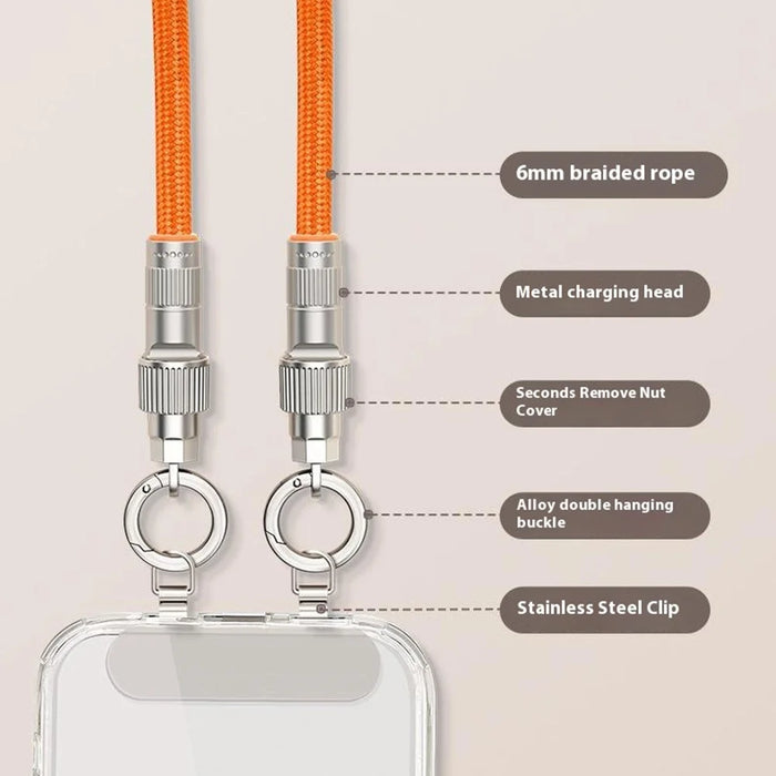 90cm Cell Phone Neck Strap Charging Cable Type-C to Type-C PD 66W Fast Charge Data Cable Necklace - Purple - 6