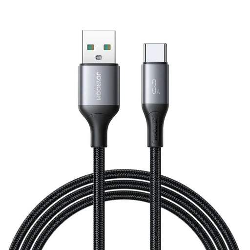 JOYROOM S-A28 2m USB-A to Type-C Cable 3A Fast Charging Nylon Braided Data Cord - Black - 1