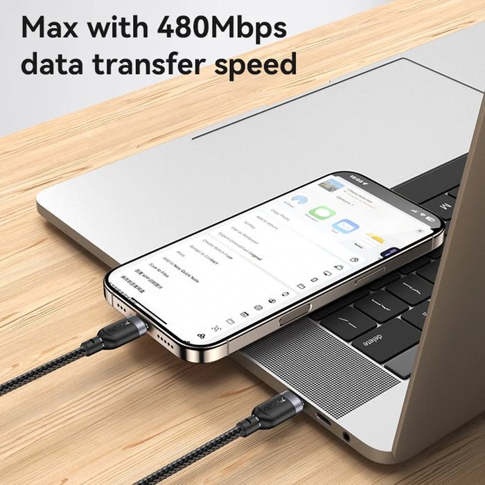 YESIDO CA188 USB-C to USB-C Cable 60W Fast Charging Data Sync Cord 0.3m Short Cable - 7