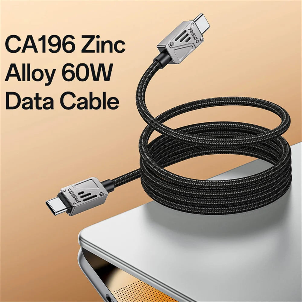YESIDO CA196 1.2m USB C to USB C Charging Cable 60W Fast Charging Braided Data Cord for Laptops Tablets - 2