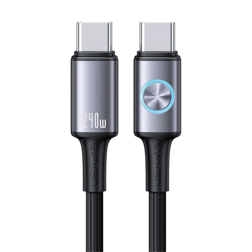 USAMS SJ751 1.2m 240W Type-C to Type-C Cable Aluminum Alloy Data Sync Cord with RGB Light - Tarnish - 1