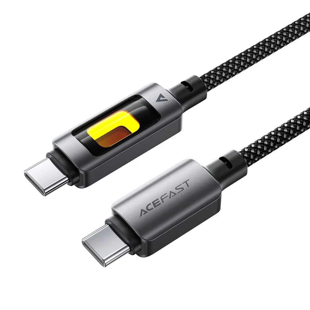 ACEFAST C21-03 1.2m USB C to USB C Cable 60W Charging Data Transfer Braided Cord with Colorful Light - 1