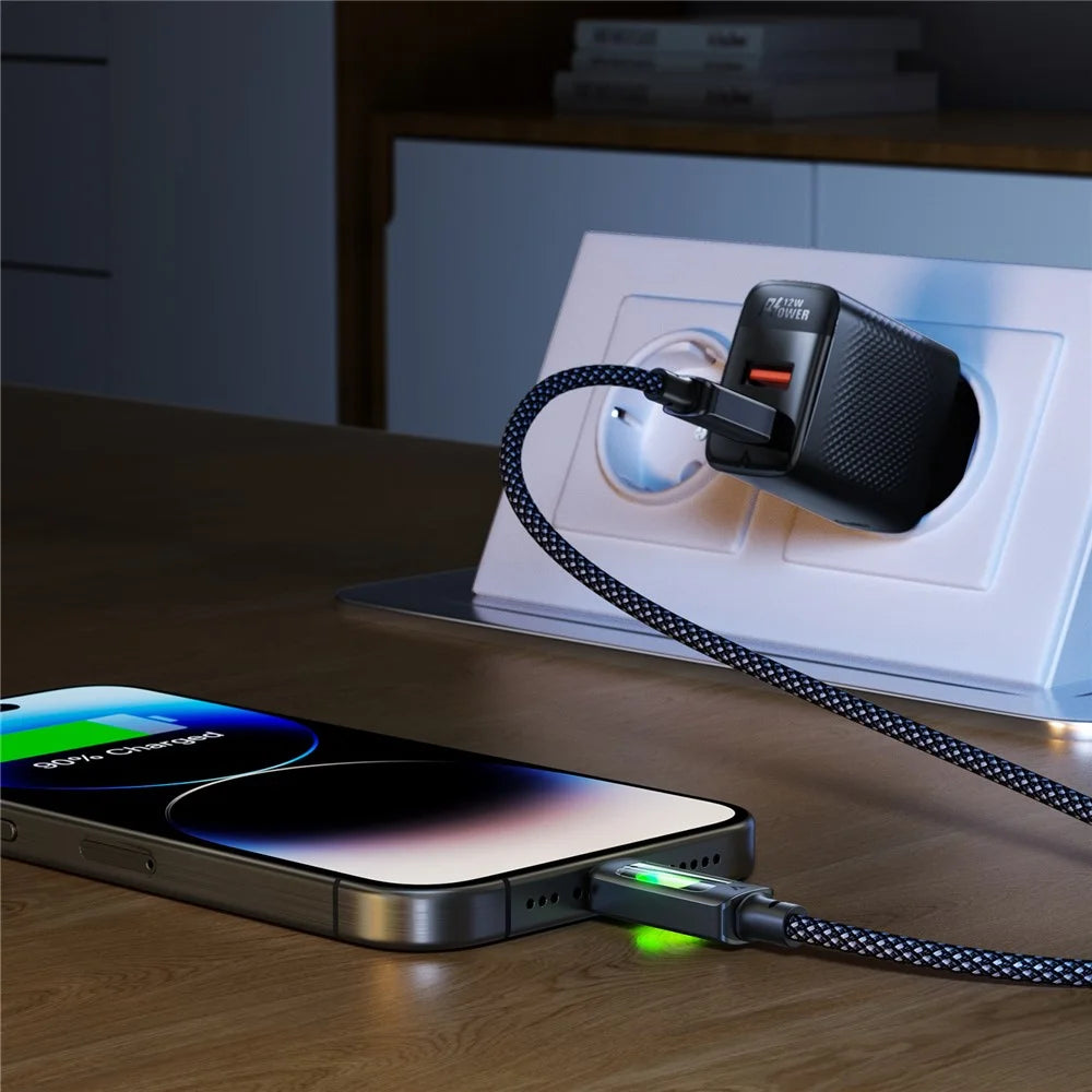 ACEFAST C21-03 1.2m USB C to USB C Cable 60W Charging Data Transfer Braided Cord with Colorful Light - 4