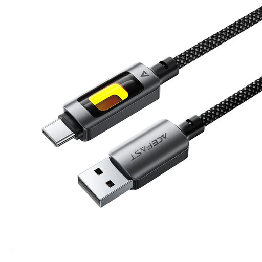 ACEFAST C21-04 1.2m USB A to USB C 3A Fast Charging Cable Braided Data Cord with Colorful Light - 1