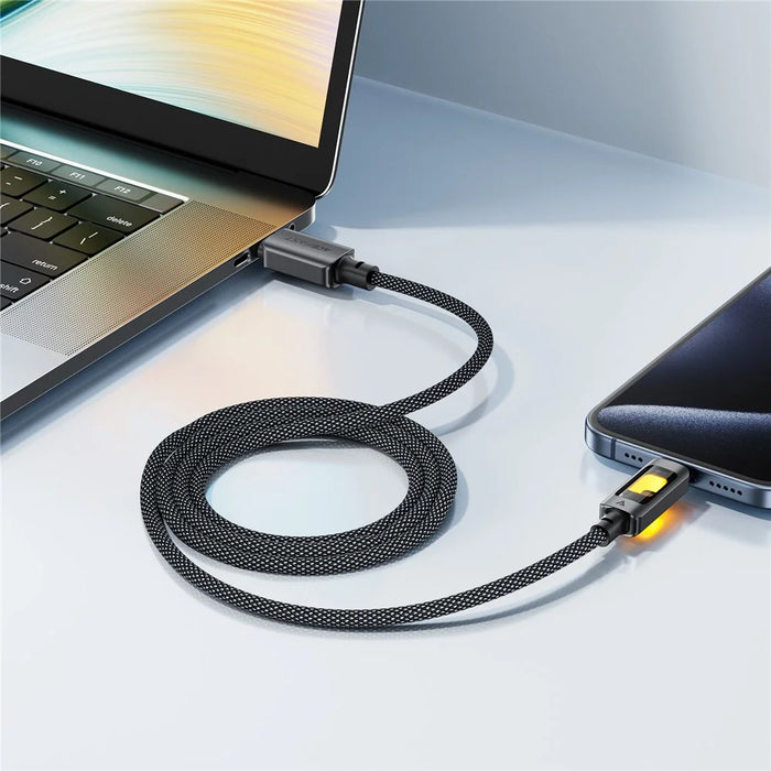 ACEFAST C21-04 1.2m USB A to USB C 3A Fast Charging Cable Braided Data Cord with Colorful Light - 3