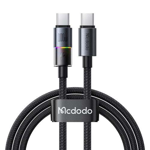 MCDODO CA-8200 1.2m PD 100W Fast Charging Cord with Colorful LED Light USB C to USB C Data Cable - 1
