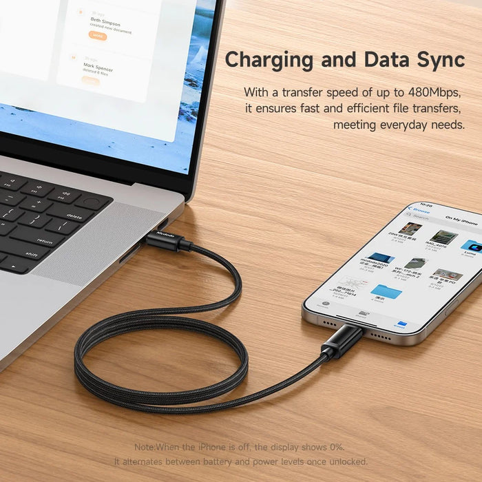 MCDODO CA-8000 1.2m Digital Display PD 100W Fast Charging USB C to USB C Data Cable - 7