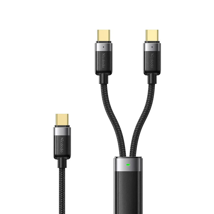 MCDODO CA-7380 1.5m USB C to Dual USB C Magnetic Splitter Cord 100W Fast Charging Cable - 1