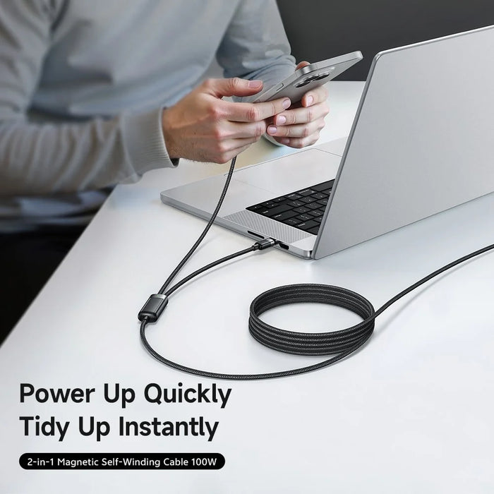 MCDODO CA-7380 1.5m USB C to Dual USB C Magnetic Splitter Cord 100W Fast Charging Cable - 3