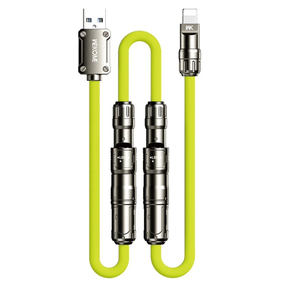 WEKOME WDC-77 3-in-1 Multi Charging Cable 240W Super Fast Charge Silicone Data Cable For USB  /  Type-C  /  iP - Yellowgreen - 1