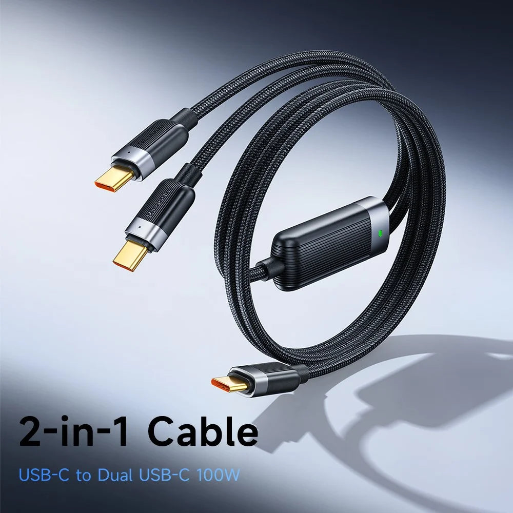 MCDODO CA-6780-IN-1 USB-C Fast Charging Cable Dual USB-C Ports 100W Charging Cord 1.5m Braided - 2