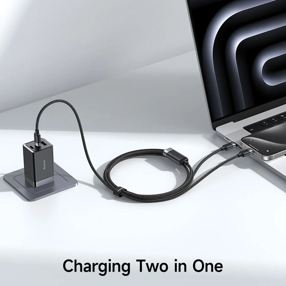 MCDODO CA-6780-IN-1 USB-C Fast Charging Cable Dual USB-C Ports 100W Charging Cord 1.5m Braided - 5