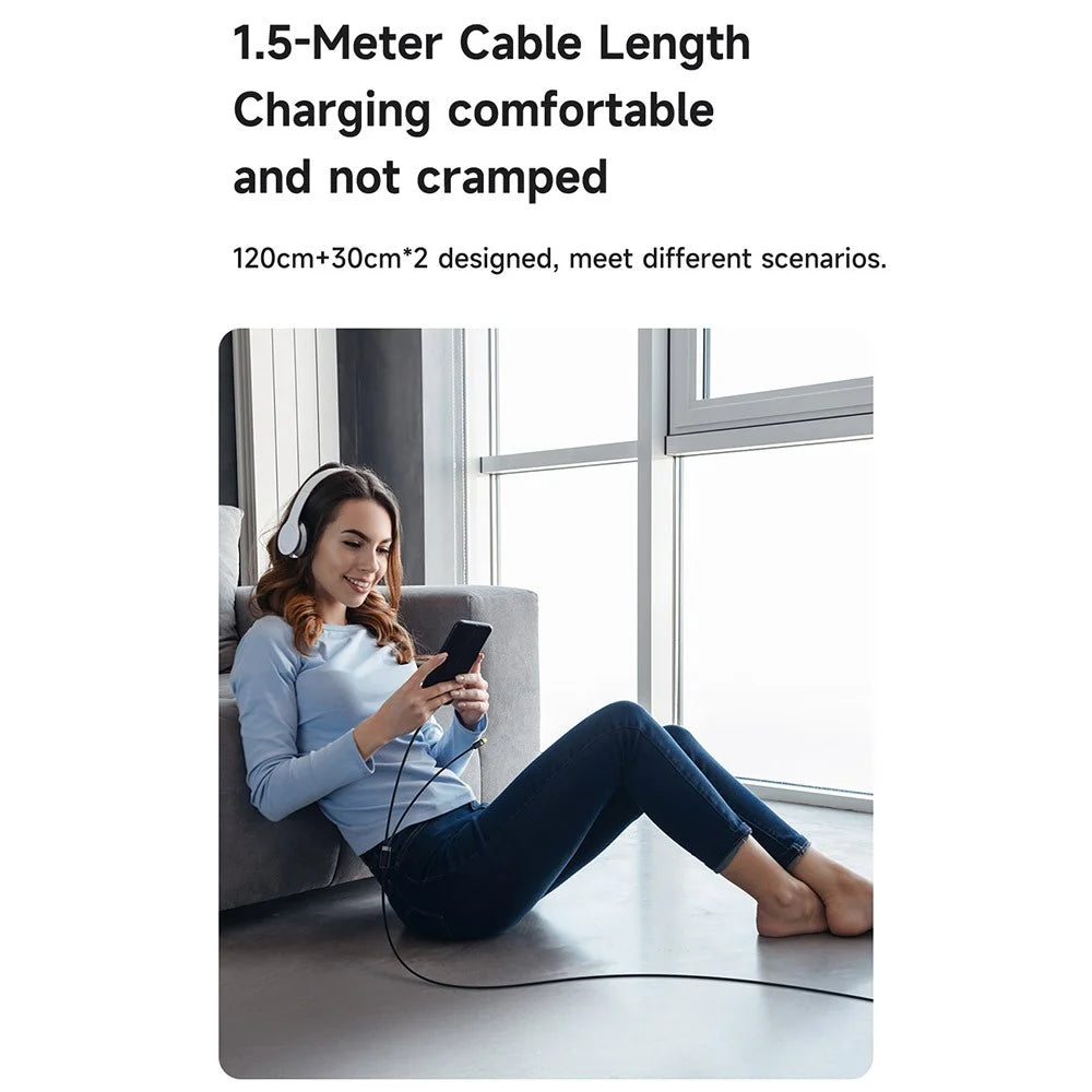 MCDODO CA-6780-IN-1 USB-C Fast Charging Cable Dual USB-C Ports 100W Charging Cord 1.5m Braided - 7