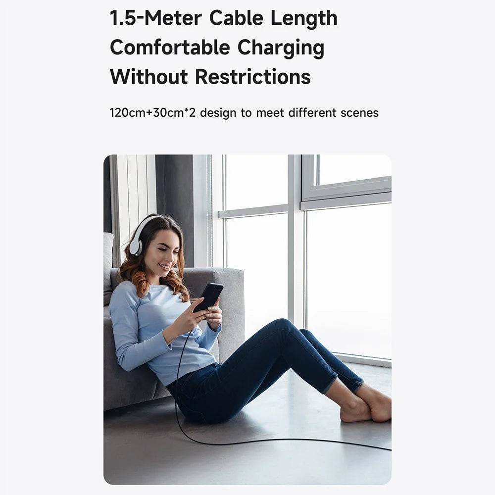 MCDODO CA-6700 2-in-1 Fast Charging Cable 100W USB-C to USB-C+iP Braided Cord 1.5m for Multiple Devices - 7