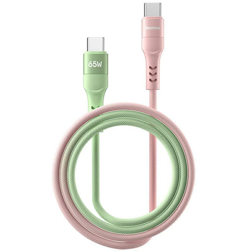 REMAX CB16(C-C) 65W Aluminum Alloy Braided Data Cable 1.2M PD Fast Charging Cable - Pink  /  Green - 1