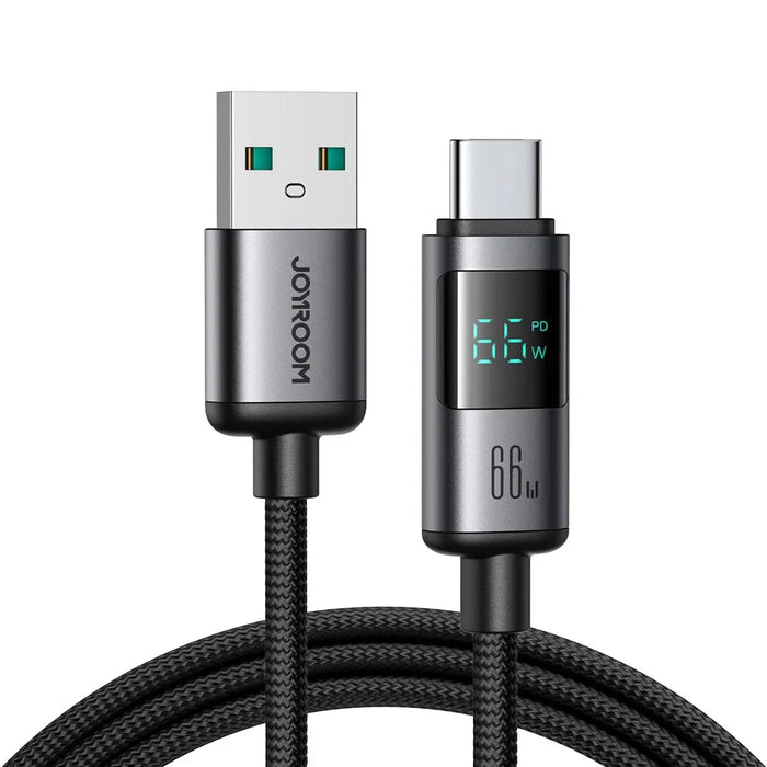 JOYROOM S-A16 Pro 1.2m USB-A to Type-C Data Cable 66W Fast Charging Cable with Digital Display - 1