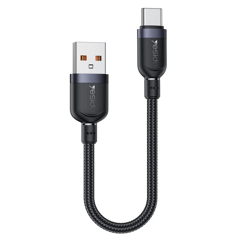 YESIDO CA131C 0.3m USB A to Type C Braided Wire 3A Fast Charging 480Mbps Data Cable - 1