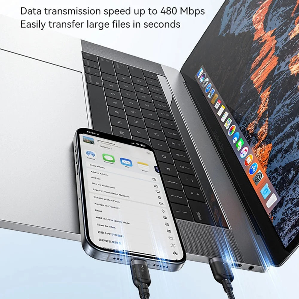 YESIDO CA131C 0.3m USB A to Type C Braided Wire 3A Fast Charging 480Mbps Data Cable - 4